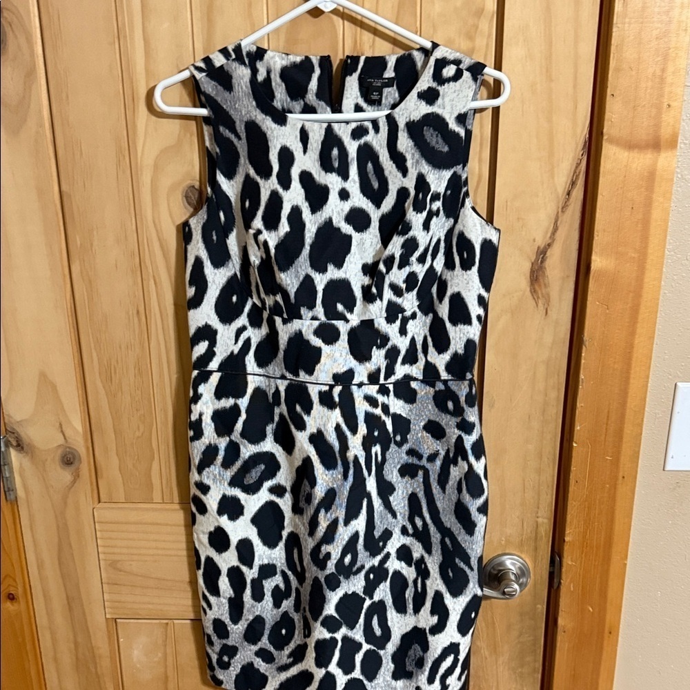 Ann Taylor Black and Cream Animal Print Mini Dress